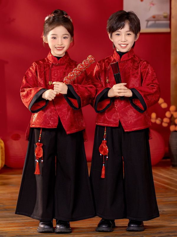 Gyerekeknek szóló kínai Tang öltöny előadásra, uniszex, téli 2025 kiadás, poliészter 95% anyag, normál vastagság