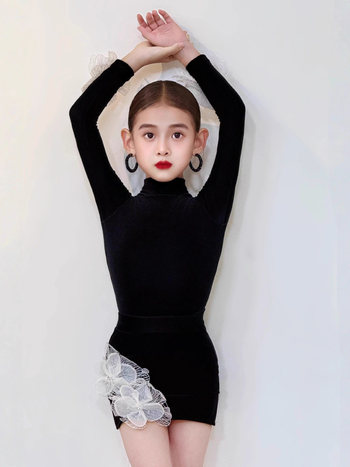 Set de două piese pentru dans Latin, spate deschis, țesătură din nylon respirabilă, elasticitate înaltă, iarnă 2025