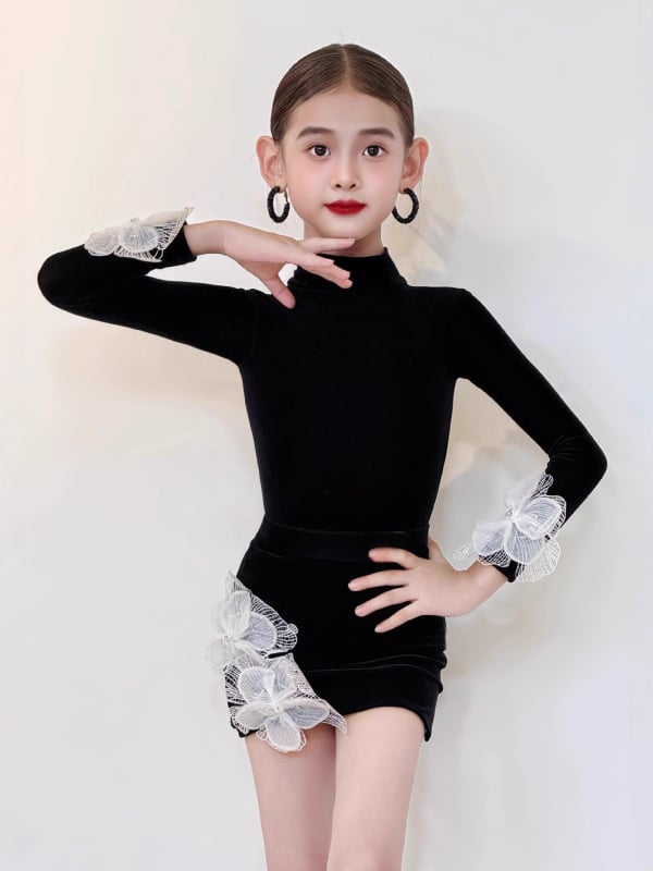 Set de două piese pentru dans Latin, spate deschis, țesătură din nylon respirabilă, elasticitate înaltă, iarnă 2025