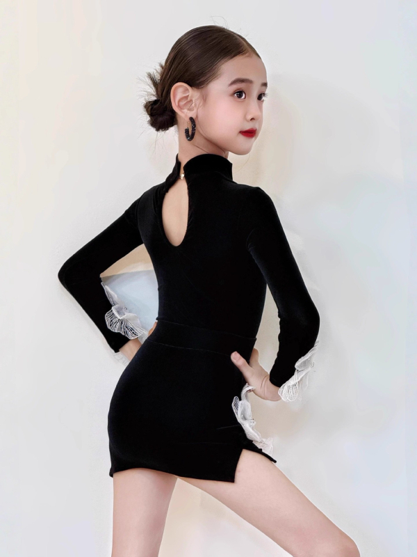 Set de două piese pentru dans Latin, spate deschis, țesătură din nylon respirabilă, elasticitate înaltă, iarnă 2025