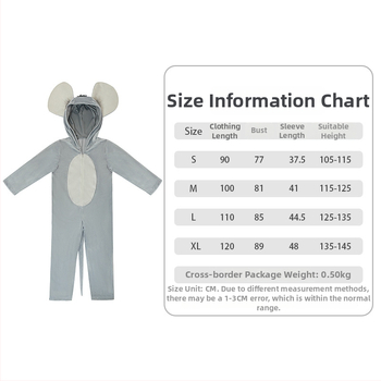 Bērnu peles tēla cosplay kostīmu komplekts skatuvei - 100% poliesters, universāls, vecums 3–8 gadi, piemērots latīņu dejām