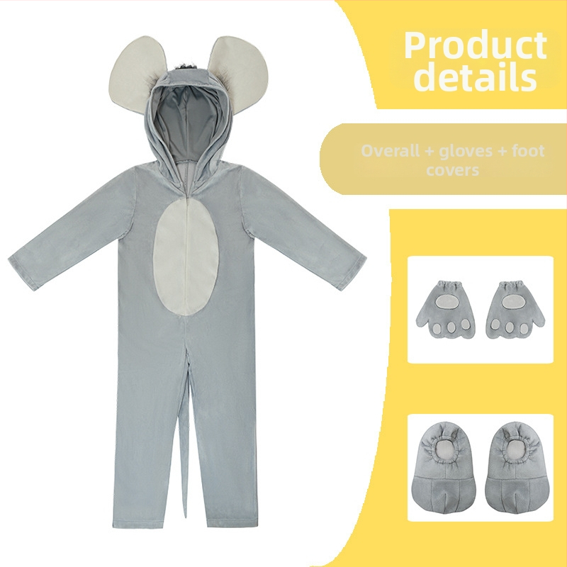 Bērnu peles tēla cosplay kostīmu komplekts skatuvei - 100% poliesters, universāls, vecums 3–8 gadi, piemērots latīņu dejām