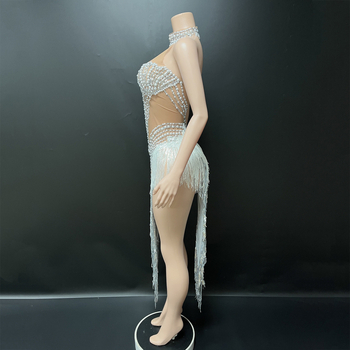 Suknja za latino ples: Pearl Diamond Layered Tassel Mesh, za Rumba/Samba latinski ples, 95%+ Spandex, pozorišna odjeća, žene 18–24, Zima 2025