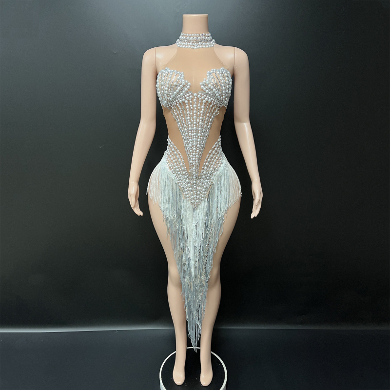Suknja za latino ples: Pearl Diamond Layered Tassel Mesh, za Rumba/Samba latinski ples, 95%+ Spandex, pozorišna odjeća, žene 18–24, Zima 2025