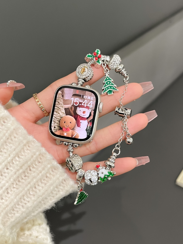 Andora Apple Watch siksna S9, metāla, Ziemassvētku stils (vasaras 2025 izlaidums)