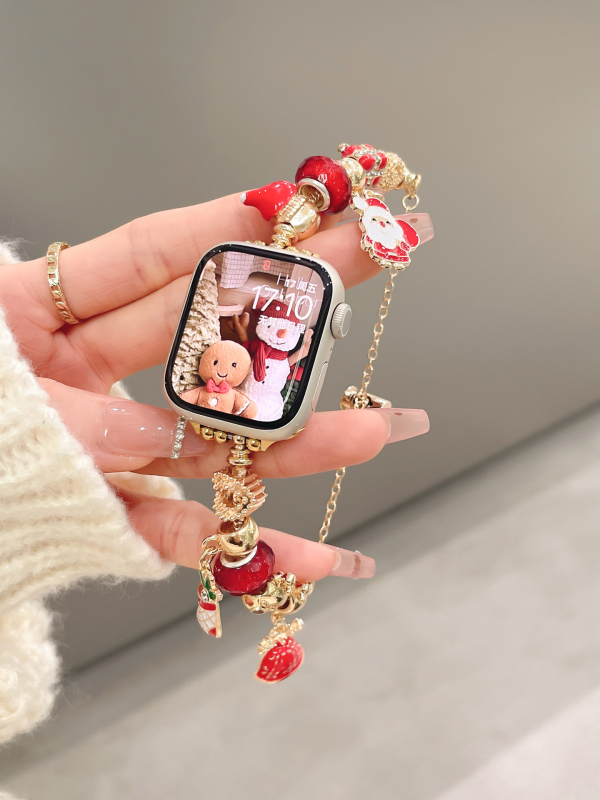 Andora Apple Watch siksna S9, metāla, Ziemassvētku stils (vasaras 2025 izlaidums)