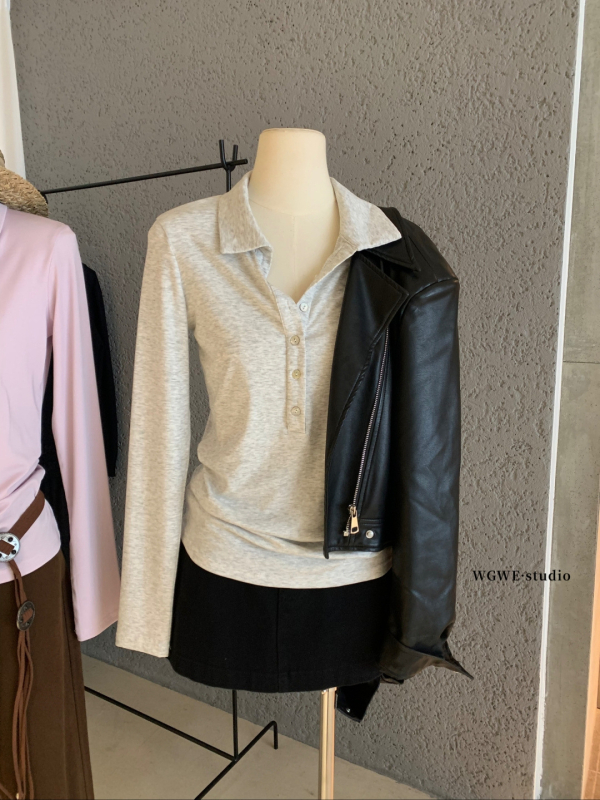 Ženska majica s dugim rukavima, polo ovratnik, 95% poliester, elegantan gradski stil