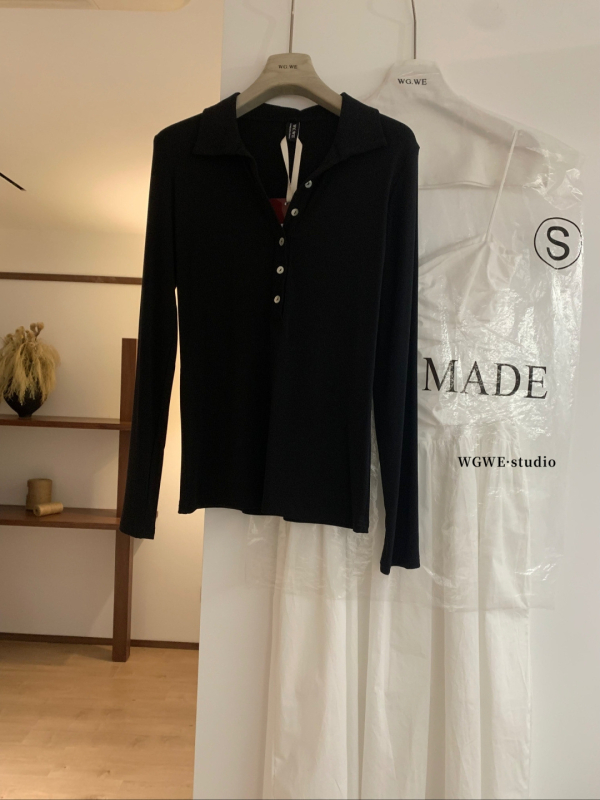 Ženska majica s dugim rukavima, polo ovratnik, 95% poliester, elegantan gradski stil
