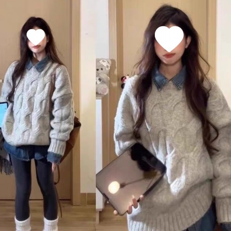 Pletena bluza s kapuljačom od ice silk, okrugli izrez, uobičajena debljina, proljeće 2025