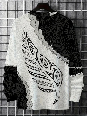 Ανδρικό μακρυμάνικο T‑shirt με εκτύπωση, 3D εφέ, ψηφιακή εκτύπωση, πολυεστέρας ≥96%, γρήγορο στέγνωμα