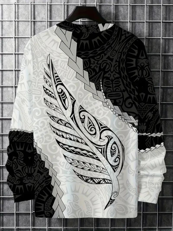 Ανδρικό μακρυμάνικο T‑shirt με εκτύπωση, 3D εφέ, ψηφιακή εκτύπωση, πολυεστέρας ≥96%, γρήγορο στέγνωμα