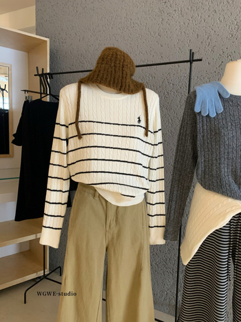 Ženski džemper, okrugli ovratnik, dugi rukavi, japansko-korejski casual stil, jesen 2025