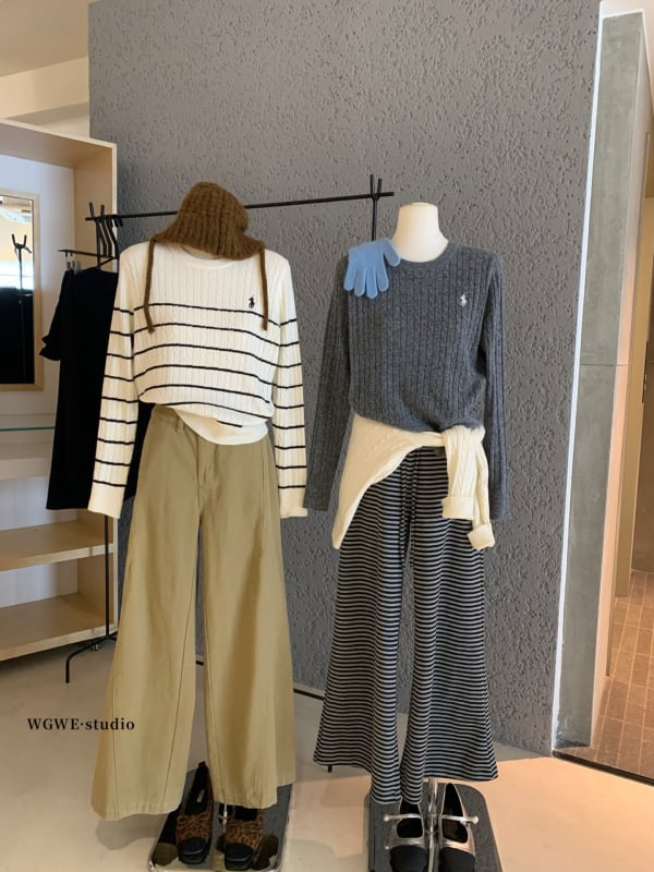 Ženski džemper, okrugli ovratnik, dugi rukavi, japansko-korejski casual stil, jesen 2025