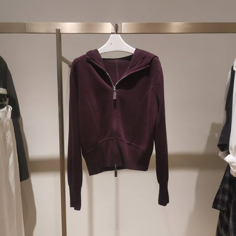 Ženski kardigan s kapuljom i zatvaračem, casual japansko-korejski stil, materijal od viskoze s najlonom, dugi rukavi, duljina 50–65 cm