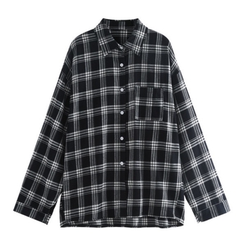 Cămașă în carouri, stil cardigan casual, croială lejeră, mâneci lungi