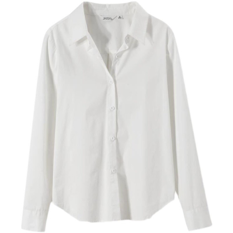 Риза - смес памук и полиестер, солиден модел, дълги ръкави, кръгло деколте, без копчета