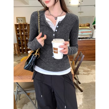 Pulover, stil pulover și urban, 95% spandex, guler cu nasturi, mâneci lungi