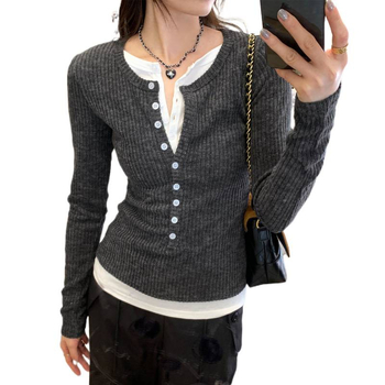 Pulover, stil pulover și urban, 95% spandex, guler cu nasturi, mâneci lungi