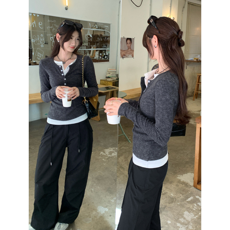 Pulover, stil pulover și urban, 95% spandex, guler cu nasturi, mâneci lungi