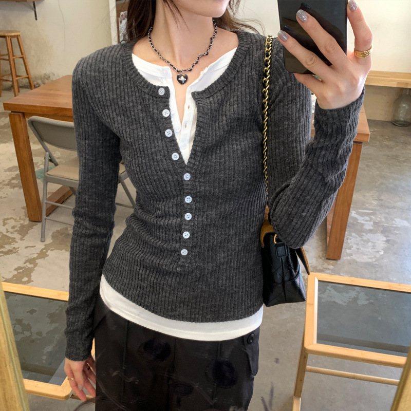 Pulover, stil pulover și urban, 95% spandex, guler cu nasturi, mâneci lungi