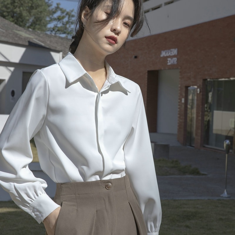 Cămașă din poliester cu elastan, mâneci prințesă, guler polo, primăvara 2025