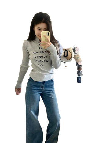 Pulover tricotat cu glugă pentru femei - stil coreean, model cu litere, guler înălțat, mâneci lungi, croială slim