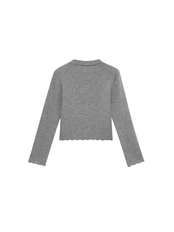 Pulover tricotat cu imprimeu de pisică - acrilic, mâneci lungi, guler rotund, croială slim