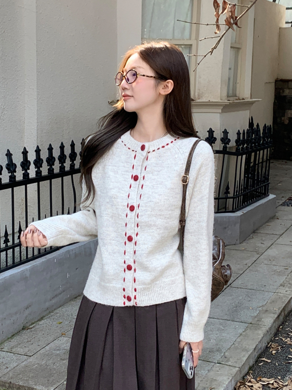 Cardigan tricotat cu glugă, guler rotund, mâneci lungi, croială obișnuită, model cu design contrastant