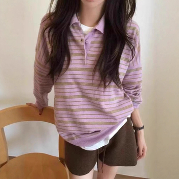 Top tricotat cu mâneci lungi, guler rotund, amestec viscose-spandex, croială slim, stil cardigan/college