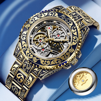 Ceas mecanic automat pentru bărbați, cu cadran luminos, afișaj analogic, rezistență la apă 10 m, carcasă din aliaj