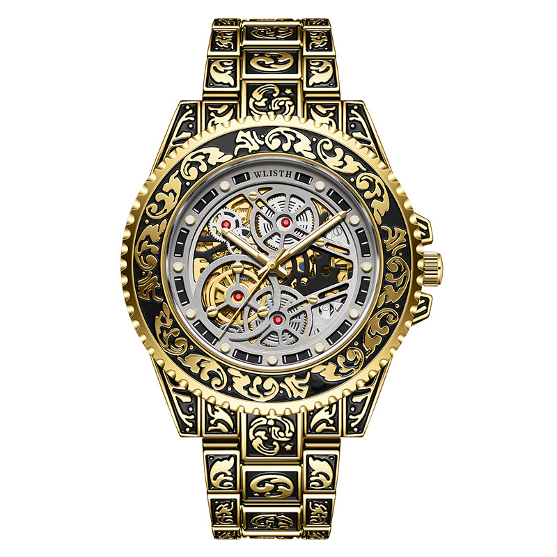 Ceas mecanic automat pentru bărbați, cu cadran luminos, afișaj analogic, rezistență la apă 10 m, carcasă din aliaj