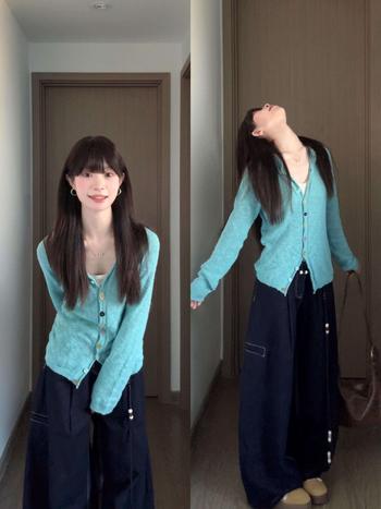 Cardigan tricotat cu glugă pentru femei, toamna 2025, inspirație coreeană, croială lejeră, tricot simplu, guler rotund, mâneci lungi