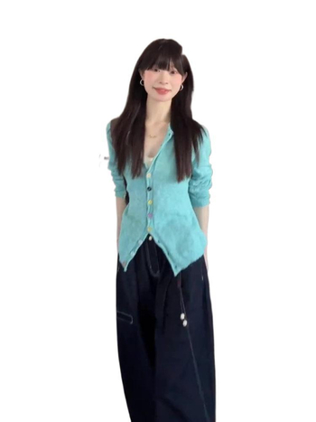 Cardigan tricotat cu glugă pentru femei, toamna 2025, inspirație coreeană, croială lejeră, tricot simplu, guler rotund, mâneci lungi