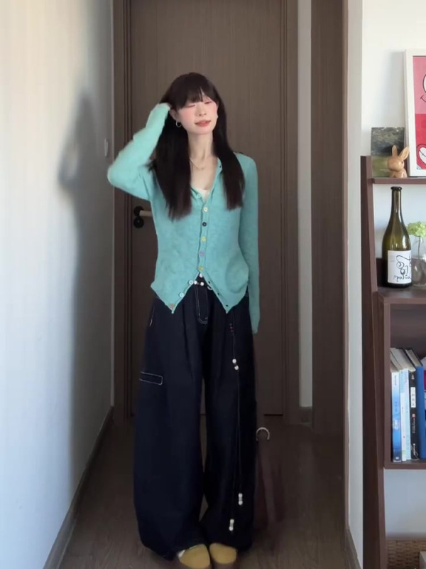 Cardigan tricotat cu glugă pentru femei, toamna 2025, inspirație coreeană, croială lejeră, tricot simplu, guler rotund, mâneci lungi