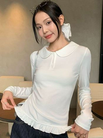 Βαμβαρινή μπλούζα με κουκούλα, πόλο γιακά, μακριά μανίκια, στενή γραμμή, κοντό μήκος, casual στυλ