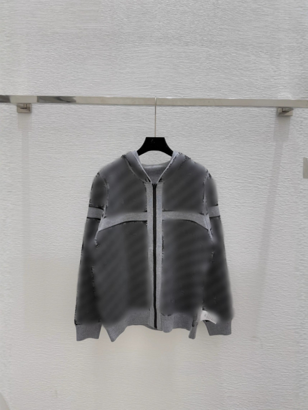 Ženski reversibilni kapuličasti pleteni kardigan s jacquard uzorkom, zip sprijed, dugi rukavi, standardna duljina.