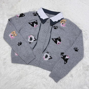 Cardigan džemper s polo ovratnikom, pleteni, dugi rukavi, jesen 2025, elegantan gradski stil