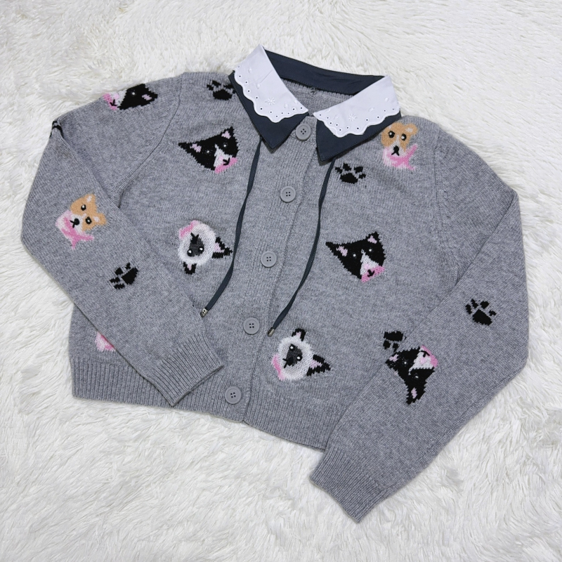 Cardigan džemper s polo ovratnikom, pleteni, dugi rukavi, jesen 2025, elegantan gradski stil