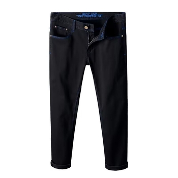 Férfi egyenes szabású farmer, pamut-denim, középső derék, cipzár, mikroelasztikusság, mosható