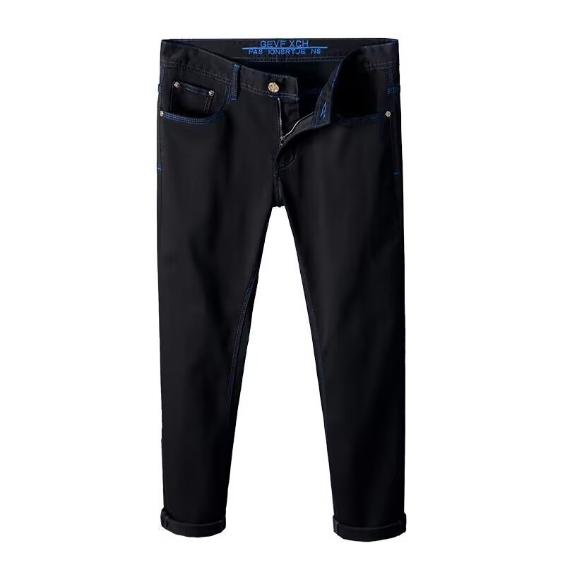 Férfi egyenes szabású farmer, pamut-denim, középső derék, cipzár, mikroelasztikusság, mosható