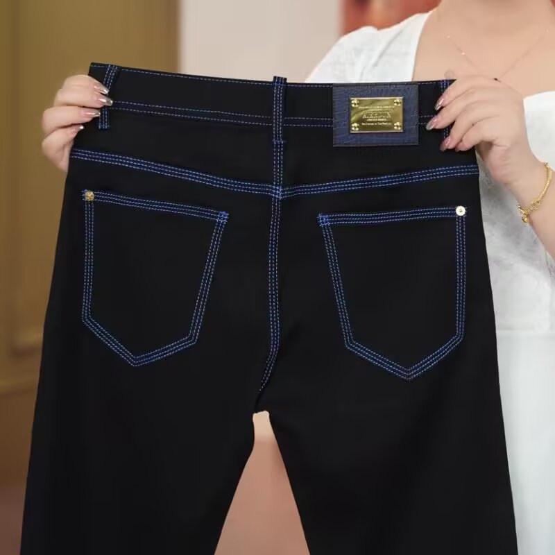 Férfi egyenes szabású farmer, pamut-denim, középső derék, cipzár, mikroelasztikusság, mosható