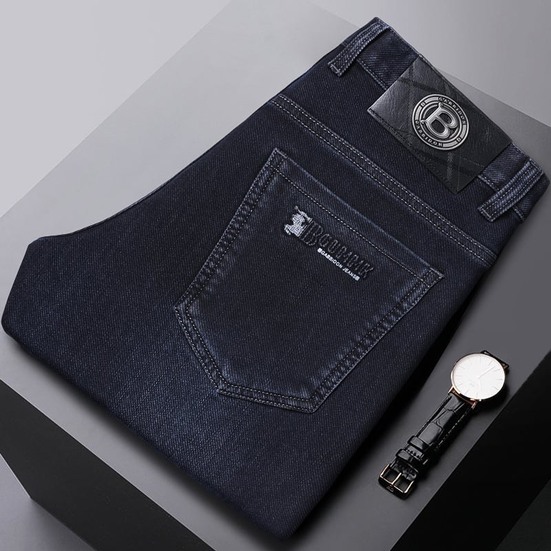 Muške traperice, poslovni casual stil, ravni kroj, mikroelastičnost, srednji pojas, pamuk‑poliester mješavina (59,9% pamuk, 39,5% poliester, 0,6% elastan), pogodno za posao, četiri sezone, zatvarač