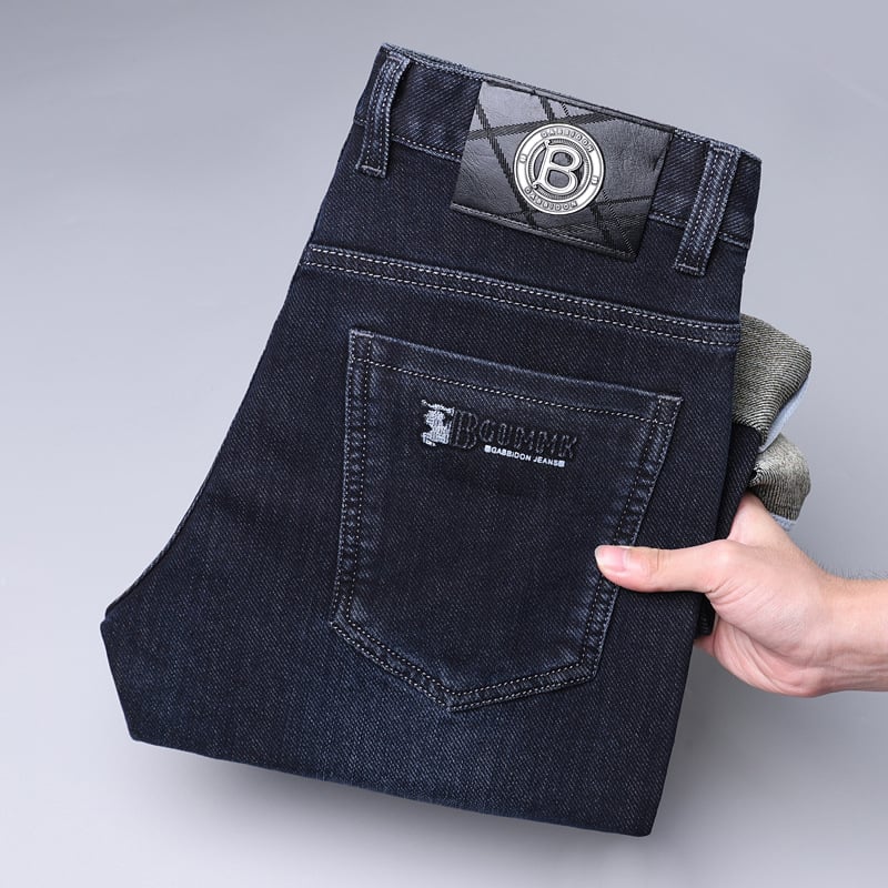 Muške traperice, poslovni casual stil, ravni kroj, mikroelastičnost, srednji pojas, pamuk‑poliester mješavina (59,9% pamuk, 39,5% poliester, 0,6% elastan), pogodno za posao, četiri sezone, zatvarač