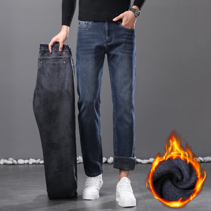 Muške traperice ravnog kroja, srednji pojas, pamuk denim, zatvaranje na zip