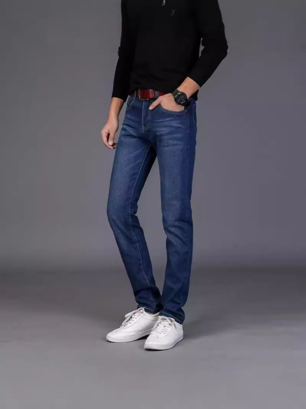 Muške traperice – pamuk denim, labavi ravni kroj, srednji pojas, ziper