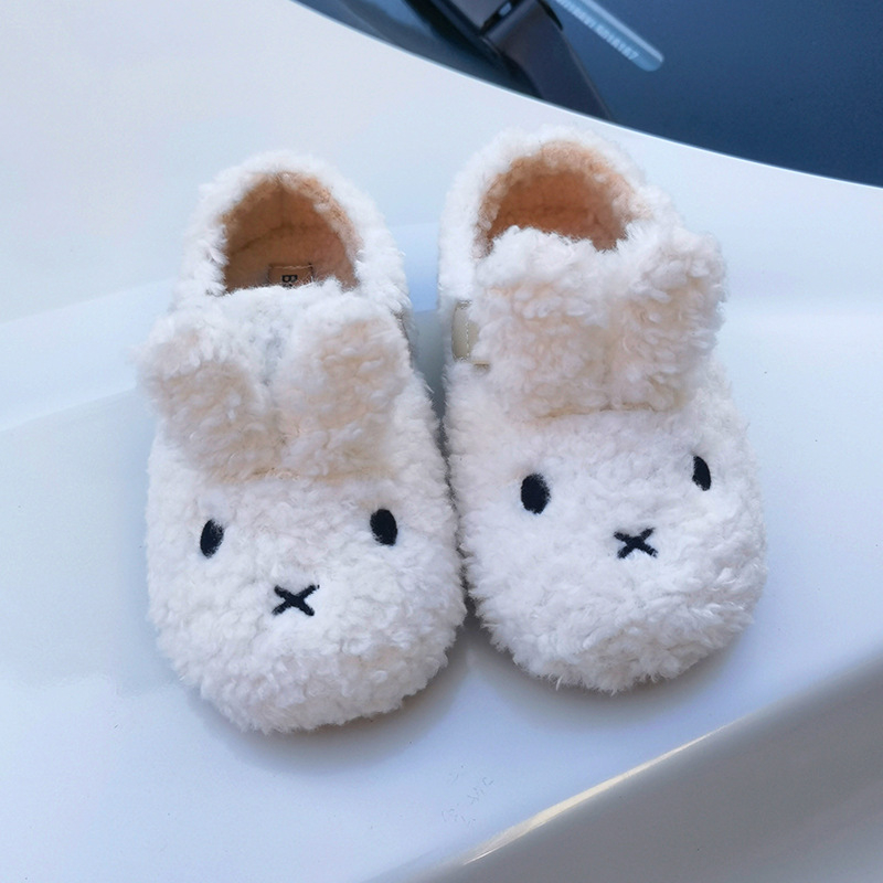 Dječje plišane papuče s motivom Miffy, Velcro zatvarač, gumena potplat, fleece podstava, zimsko toplo