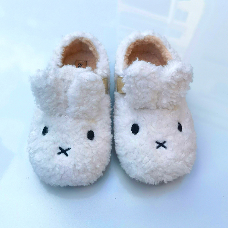 Dječje plišane papuče s motivom Miffy, Velcro zatvarač, gumena potplat, fleece podstava, zimsko toplo