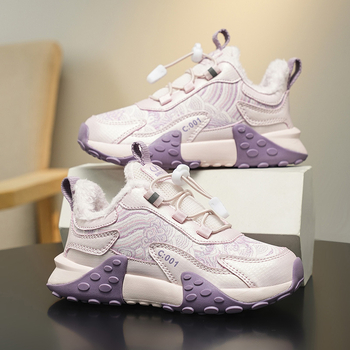 Κοριτσίστικα χειμωνιάτικα αθλητικά με επάνω μέρος από συνθετικό δέρμα αδιάβροχο, fleece επένδυση, EVA σόλα, ελαστικό λουράκι για εύκολο κλείσιμο, για ηλικίες 4–16 ετών