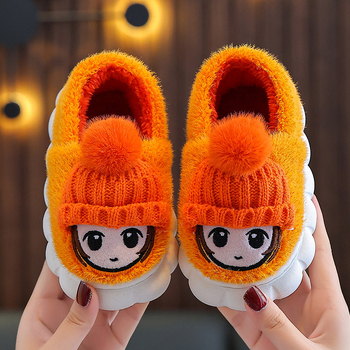 Dječje plišane papuče od pamuka - Cartoon uzorak, PVC đon, unisex, uzrast 1–12 godina
