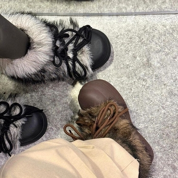 Женски зимни ботуши с френски стил и повдигаща височина, дебела платформа, набук горна част, гумирана подметка, висока горна част, кръгъл нос, мрежеста подплата, латексова стелка